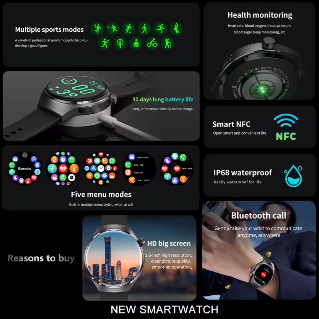 RELOJ INTELIGENTE GT4 PRO GPS NFC